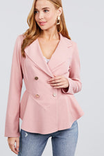 Load image into Gallery viewer, Long Sleeve Double Breasted Ruffle Hem Jacket
