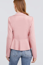 Load image into Gallery viewer, Long Sleeve Double Breasted Ruffle Hem Jacket
