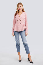 Load image into Gallery viewer, Long Sleeve Double Breasted Ruffle Hem Jacket
