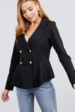 Load image into Gallery viewer, Long Sleeve Double Breasted Ruffle Hem Jacket
