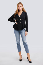 Load image into Gallery viewer, Long Sleeve Double Breasted Ruffle Hem Jacket
