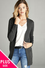 Load image into Gallery viewer, Long Sleeve Rib Banded Cardigan with Pockets
