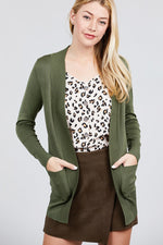 Load image into Gallery viewer, Long Sleeve Rib Banded Cardigan with Pockets
