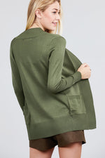 Load image into Gallery viewer, Long Sleeve Rib Banded Cardigan with Pockets
