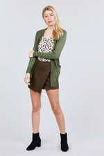 Load image into Gallery viewer, Long Sleeve Rib Banded Cardigan with Pockets
