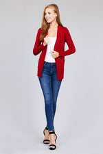 Load image into Gallery viewer, Long Sleeve Rib Banded Cardigan with Pockets
