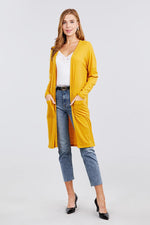 Load image into Gallery viewer, Long Sleeve Pointelle Rib Long Cardigan with Pockets
