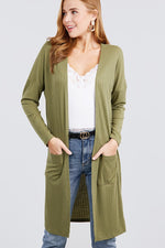 Load image into Gallery viewer, Long Sleeve Pointelle Rib Long Cardigan with Pockets
