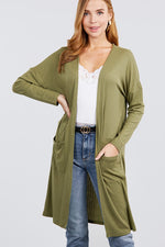 Load image into Gallery viewer, Long Sleeve Pointelle Rib Long Cardigan with Pockets
