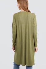 Load image into Gallery viewer, Long Sleeve Pointelle Rib Long Cardigan with Pockets
