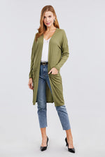 Load image into Gallery viewer, Long Sleeve Pointelle Rib Long Cardigan with Pockets
