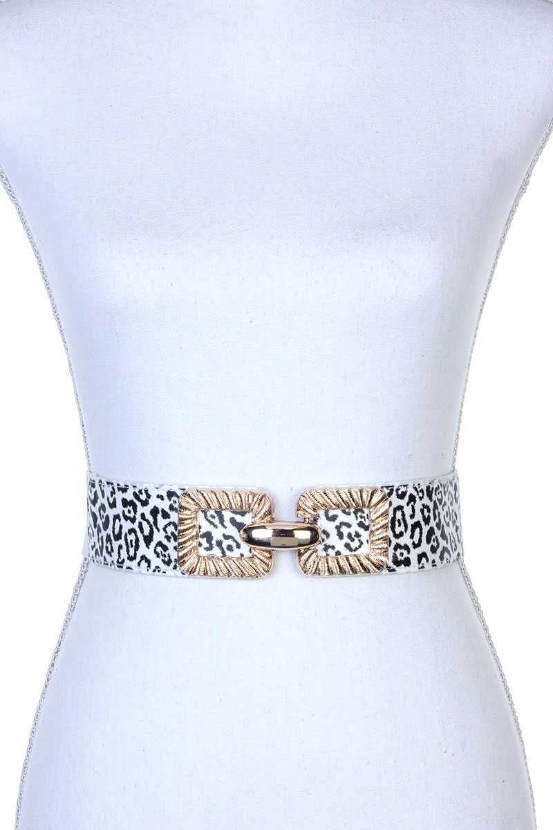 Square Metal Buckle Stretch Belt