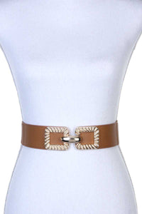 Square Metal Buckle Stretch Belt