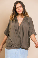 Load image into Gallery viewer, Short Bell Sleeve Basic V-neck Top
