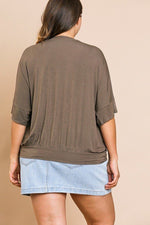 Load image into Gallery viewer, Short Bell Sleeve Basic V-neck Top
