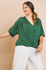 Load image into Gallery viewer, Short Bell Sleeve Basic V-neck Top
