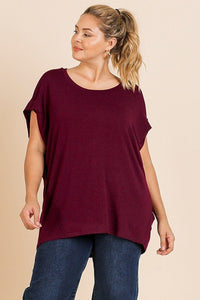 Short Dolman Sleeve Scoop Neck Top