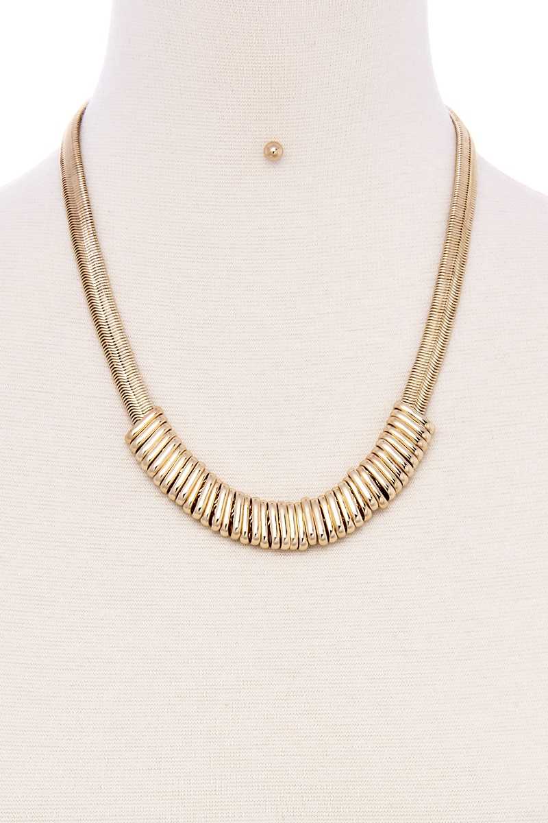 Chunky Snake Chain With Rings Short Necklace