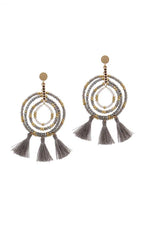 Load image into Gallery viewer, Tassel Beaded Circle Earring
