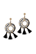 Load image into Gallery viewer, Tassel Beaded Circle Earring
