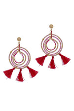 Load image into Gallery viewer, Tassel Beaded Circle Earring
