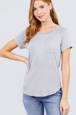 Load image into Gallery viewer, Short Raglan Sleeve Round Neck Rayon Spandex Top with Pocket
