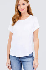 Load image into Gallery viewer, Short Raglan Sleeve Round Neck Rayon Spandex Top with Pocket
