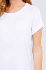 Load image into Gallery viewer, Short Raglan Sleeve Round Neck Rayon Spandex Top with Pocket
