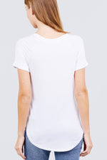 Load image into Gallery viewer, Short Raglan Sleeve Round Neck Rayon Spandex Top with Pocket
