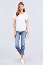 Load image into Gallery viewer, Short Raglan Sleeve Round Neck Rayon Spandex Top with Pocket
