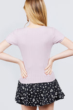 Load image into Gallery viewer, Short Sleeve Lace Trim Pointelle Knit Top
