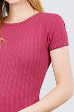 Load image into Gallery viewer, Short Sleeve Lace Trim Pointelle Knit Top
