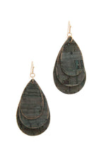 Load image into Gallery viewer, Cork Teardrop Shape Layered Drop Earring
