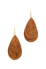 Load image into Gallery viewer, Cork Teardrop Shape Layered Drop Earring
