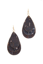 Load image into Gallery viewer, Cork Teardrop Shape Layered Drop Earring
