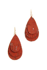 Load image into Gallery viewer, Cork Teardrop Shape Layered Drop Earring
