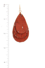 Load image into Gallery viewer, Cork Teardrop Shape Layered Drop Earring
