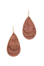 Load image into Gallery viewer, Cork Teardrop Shape Layered Drop Earring
