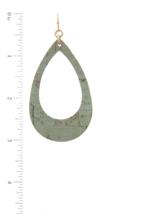 Cut Out Cork Teardrop Shape Drop Earring