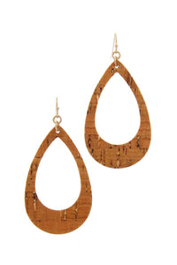 Cut Out Cork Teardrop Shape Drop Earring