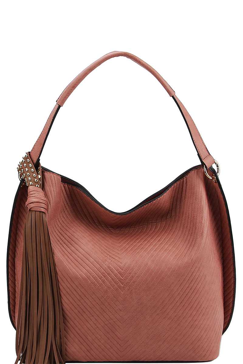 Trendy Chic Tassel Satchel with Long Strap