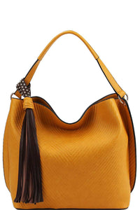 Trendy Chic Tassel Satchel with Long Strap