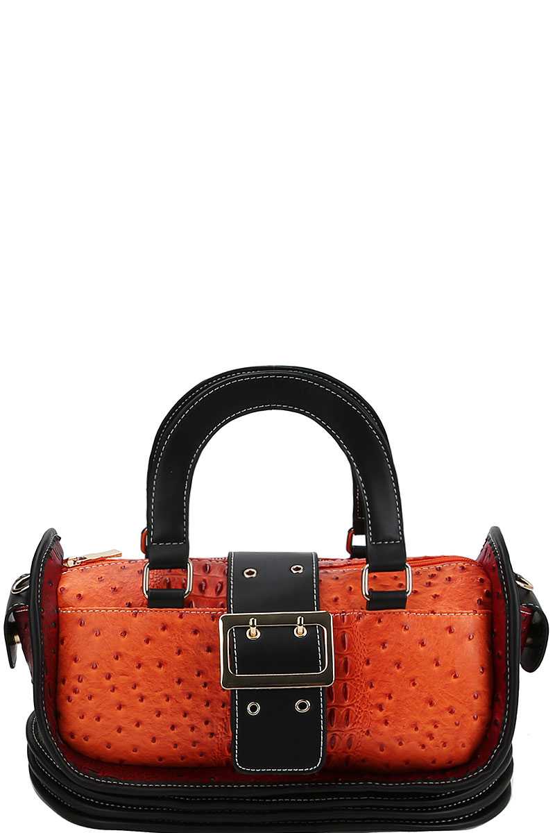 Buckle Accent Stylish Cute Satchel with Long Strap