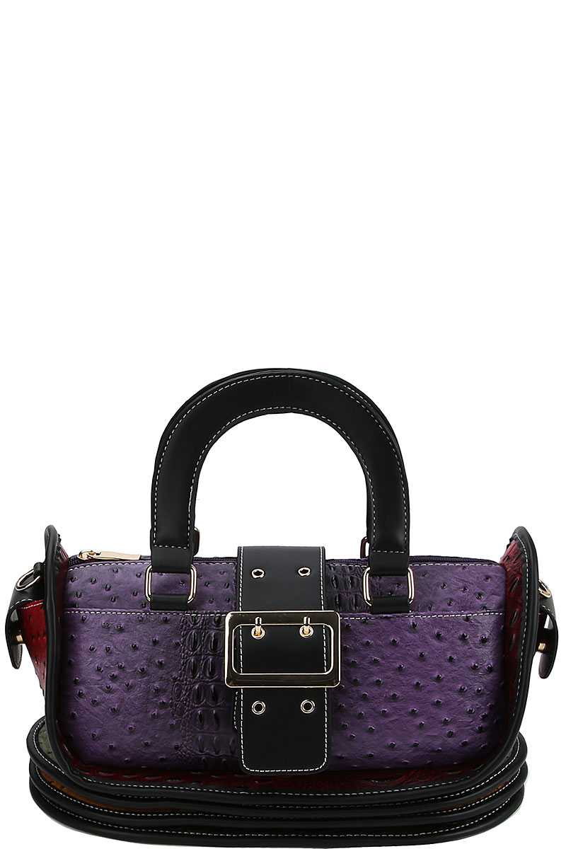 Buckle Accent Stylish Cute Satchel with Long Strap