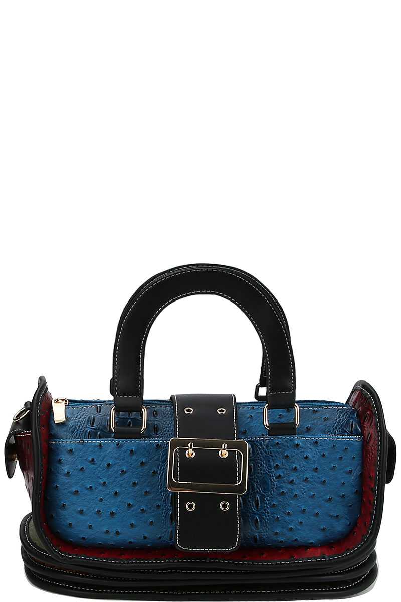 Buckle Accent Stylish Cute Satchel with Long Strap