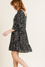 Load image into Gallery viewer, Dalmatian Print Ruffle Bell Sleeve Sweetheart Neckline Dress
