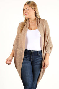 Solid Loose Knit Open Cocoon Cardigan