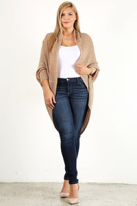 Solid Loose Knit Open Cocoon Cardigan