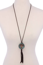 Load image into Gallery viewer, Oak Tree Suede Tassel Pendant Necklace
