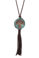 Load image into Gallery viewer, Oak Tree Suede Tassel Pendant Necklace
